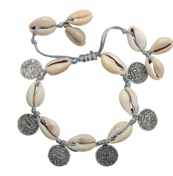 Armband funky shell grijs